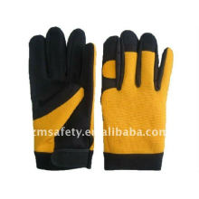 Durable spandex leather mechaics gloves for skid-proof